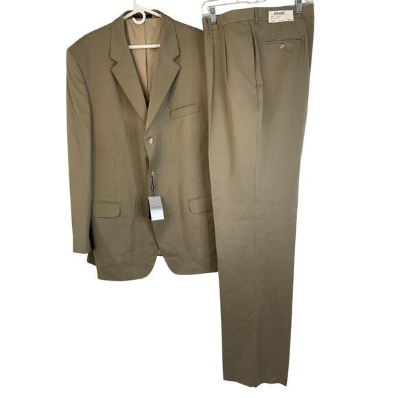 NWT Mens Jones NY Cooper Beige 2-Piece Suit 48L 48 Long Wool REE10686 - Picture 1 of 10